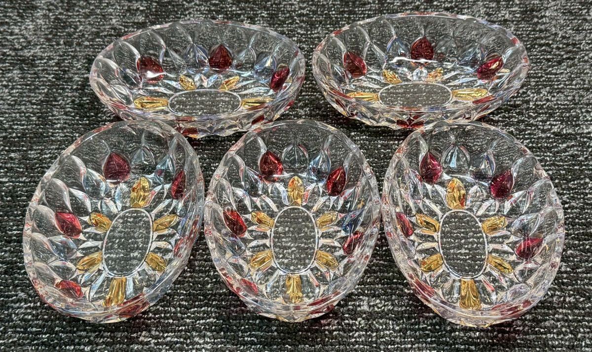 20260209-3 長期保管品　 食器　デザート皿5個セット レトロ ガラス皿　ガラス器　 ガラスボウル