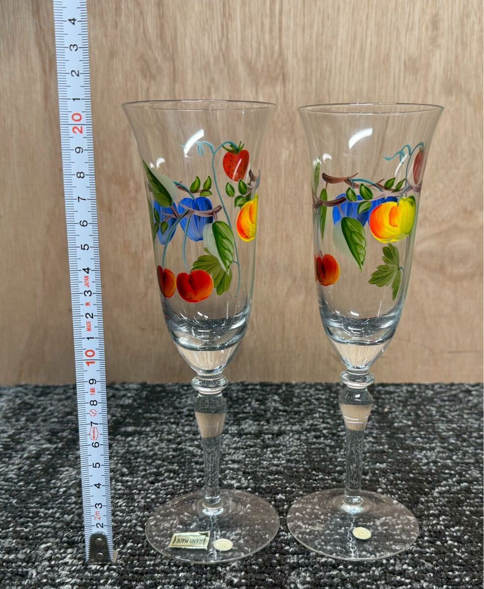 20260206-3 長期保管品　フルーツ柄ワイングラス2個セット　 グラス ワイングラス