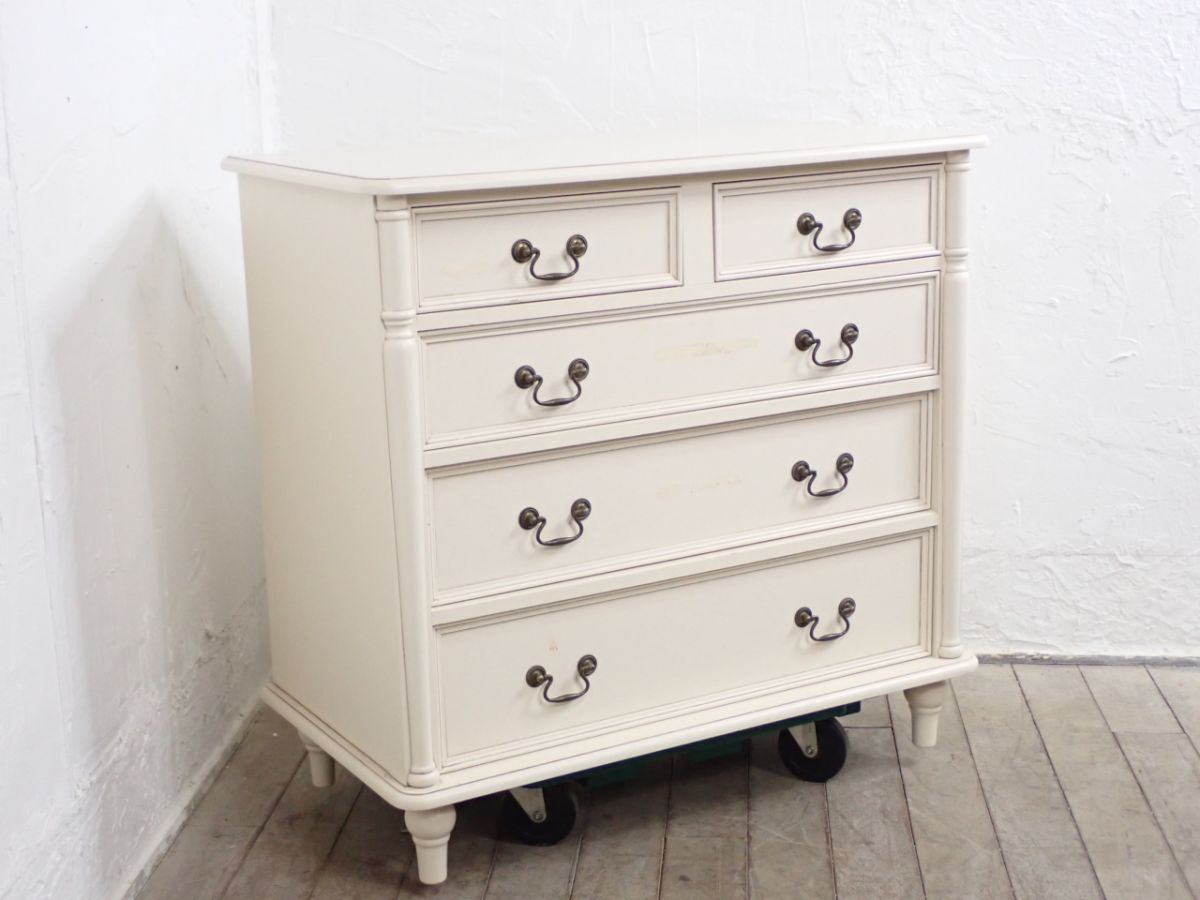 三MI057/家〇LAURA ASHLEY ローラアシュレイ CLIFTON クリフトン 4段チェスト アンティーク カントリー調 英国 収納 タンス 中古品〇