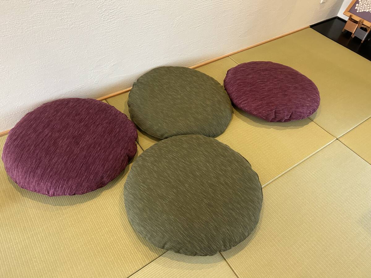 モデルハウス展示品 ACTUS/アクタス パープル＆モスグリーン　座布団＆フェザークッションセット