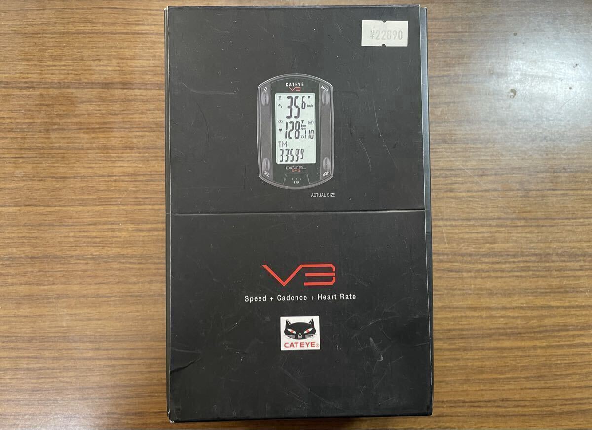 美品 Cateye 多機能、ケイデンス・心拍センサー付 サイクルコンピューター V3 CC-TR300TW