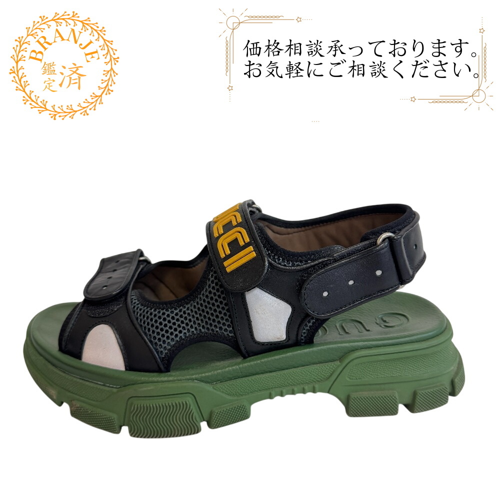 GUCCI グッチ ベルクロ ストラップ フラッシュトレック ナイロン サンダル ブラック メンズ