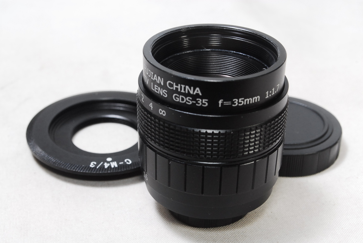 ★新品未使用品★Fujian CCTV 35mm f1.7 ブラック Cマウント マイクロ4/3 m4/3 パナソニック マニュアルレンズ★マウントアダプター付き