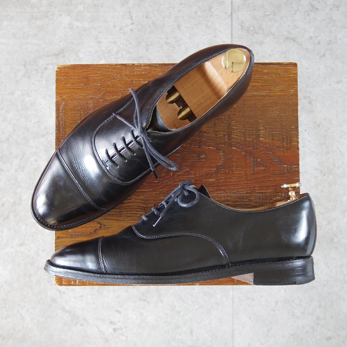 ★(英国製)ユニオンワークス SIZE 6【定価￥49,680-★シューツリー付/ストレートチップ】カーフ/黒/メンズ/UNION WORKS★o515-5
