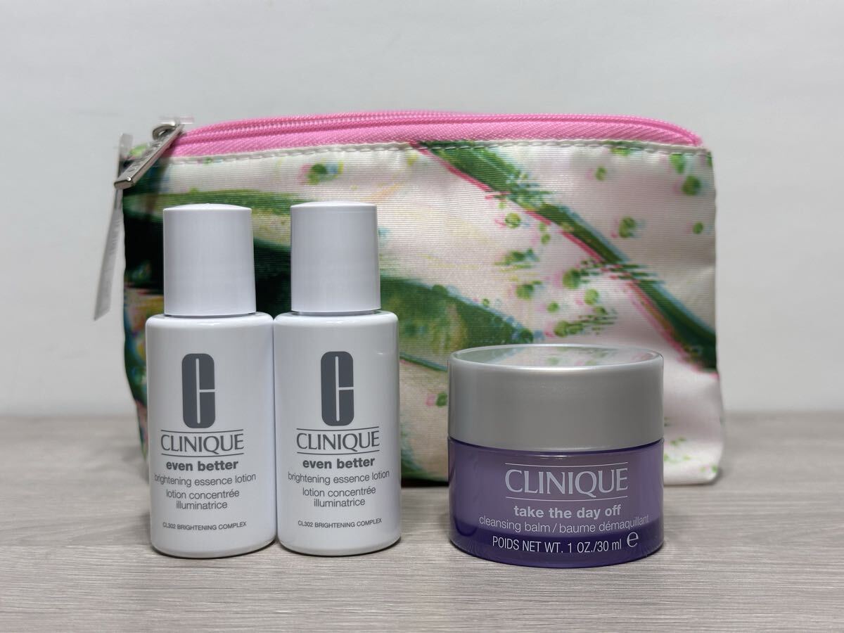 ★ k.819 CLINIQUE クリニーク テイク ザ デイ オフ クレンジングバーム ブライトニング化粧水 ポーチ付き お試し 4点セット 未使用 ★