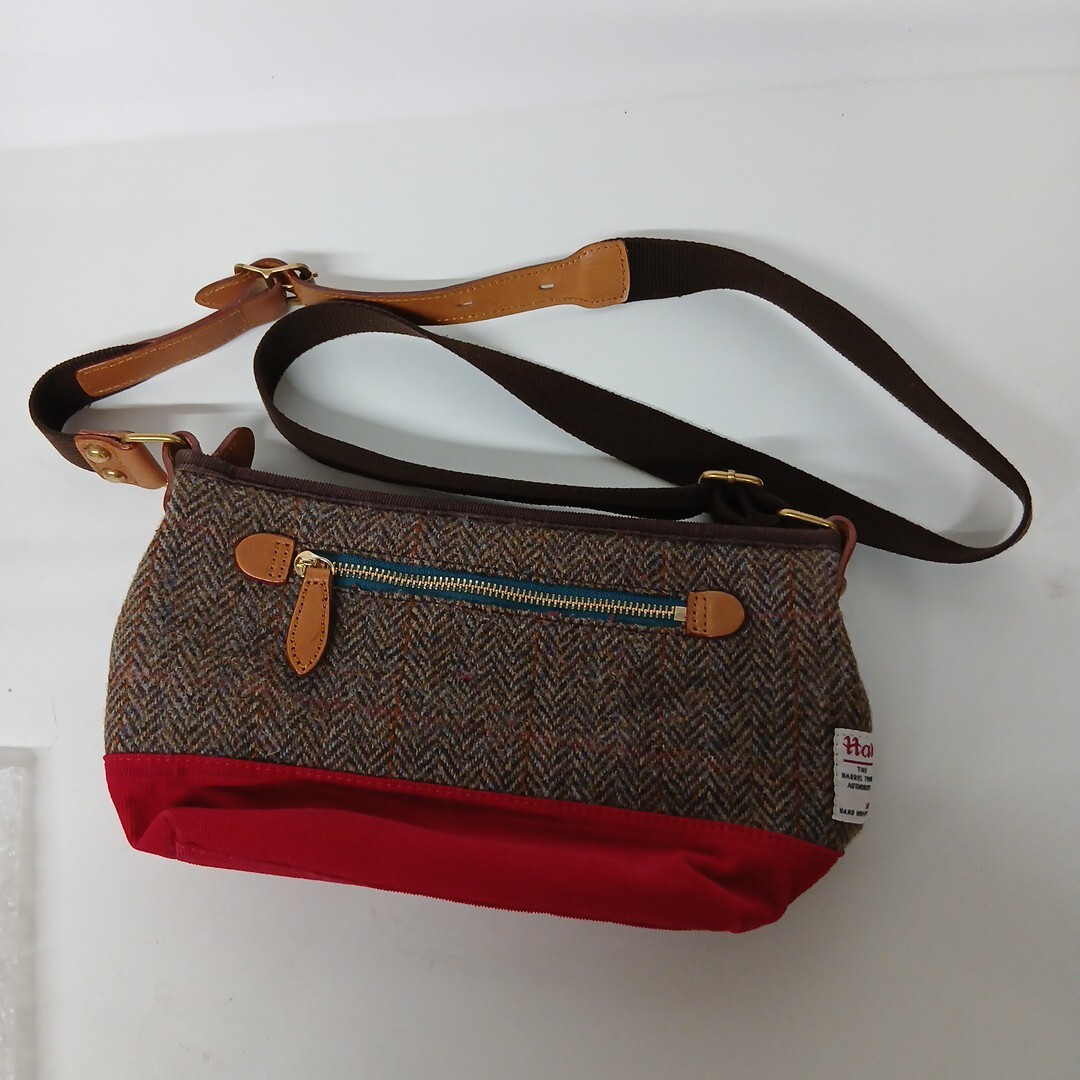 I2602-1084 Harris Tweed ハリスツイード ショルダーバッグ チェック柄 ウール ブラウン ヤ60