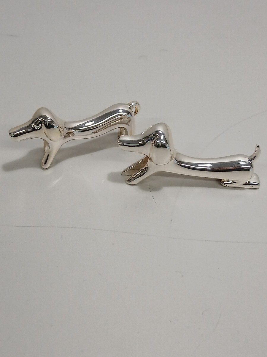 石2602-0366　 ダックスフンド カトラリーレスト 2個セット シルバー 箸置き　ネコポス