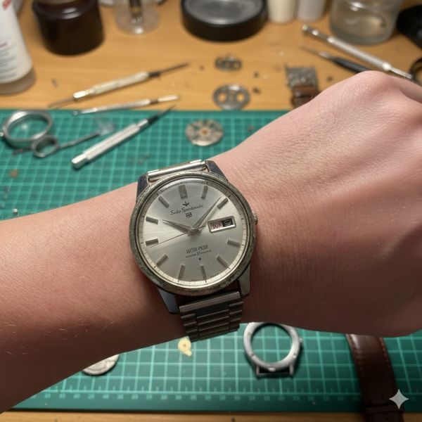 【SEIKO/ヴィンテージ】セイコー 5 スポーツマチック 21石 自動巻 デイデイト シルバー文字盤 メンズ腕時計