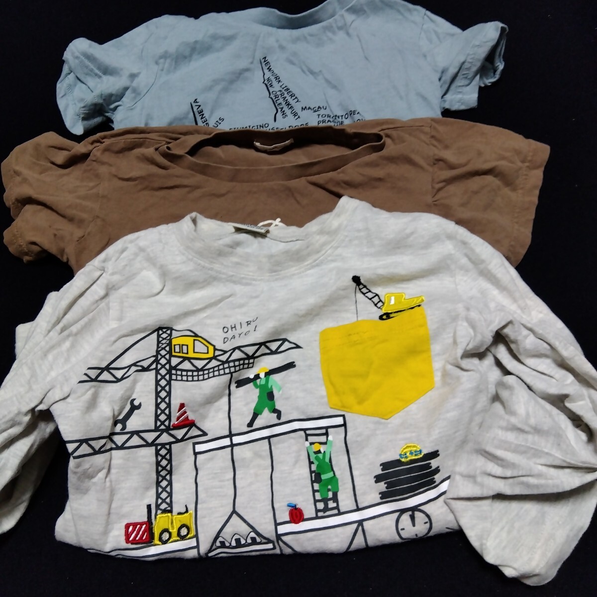 【送料無料】 男の子 Tシャツ 120 3着セット キッズ トップス 長袖 Tシャツ 子供服 はたらくくるま 飛行機 120-4