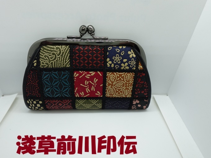 新品同様☆浅草前川印伝　マルチカラー　がま口財布　トンボ