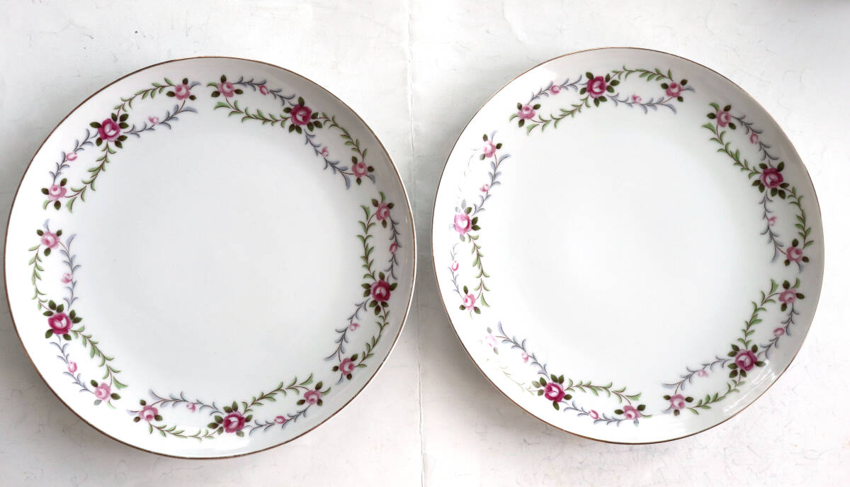 【超美品】　ソネ　★　Sone China　ソネチャイナ　★　曽根陶器　★　直径21cm　★　2枚組セット　★　昭和レトロ　★　当時物