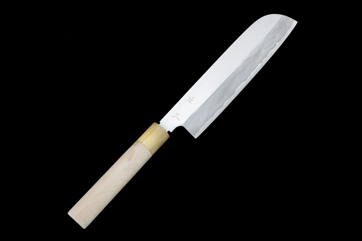 美品｜正久 鎌形薄刃包丁 霞 七寸 朴柄 KN02-B4778-2L1C