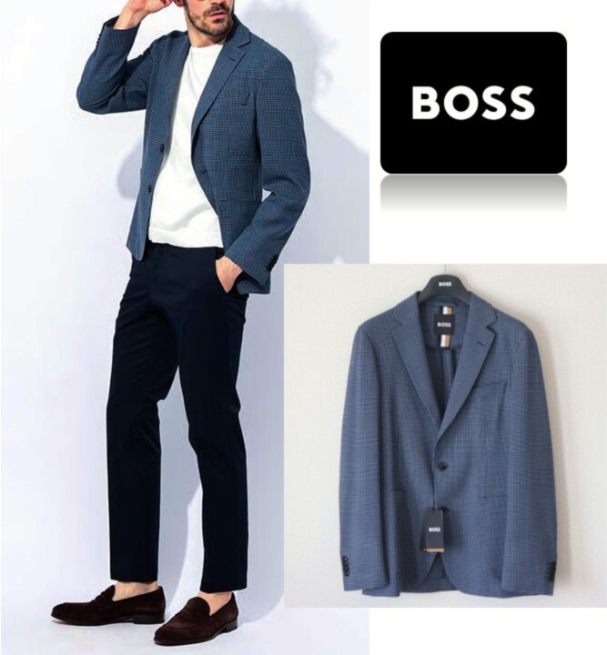 99,000円新品タグ付き【HUGO BOSS ヒューゴボス】グレンチェック柄 2Bジャケット 46 v8034