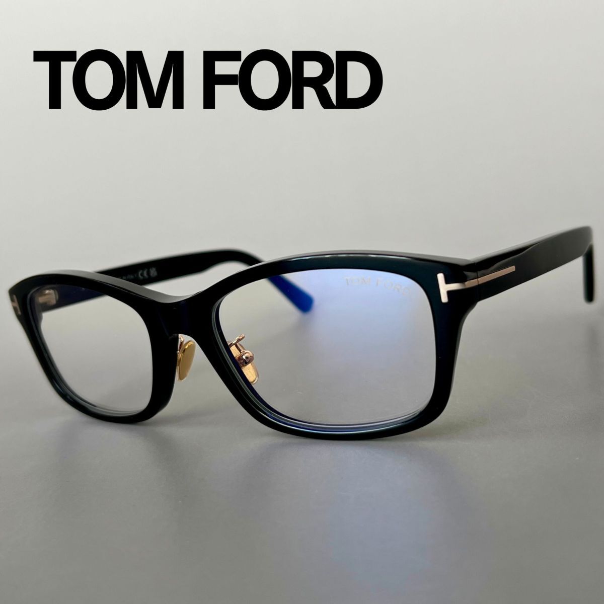 トムフォード メガネ TOM FORD アジアンフィット スクエア ブラック ゴールド 黒 金 黒ぶち 新品 ブルーライトカット 眼鏡 シンプル