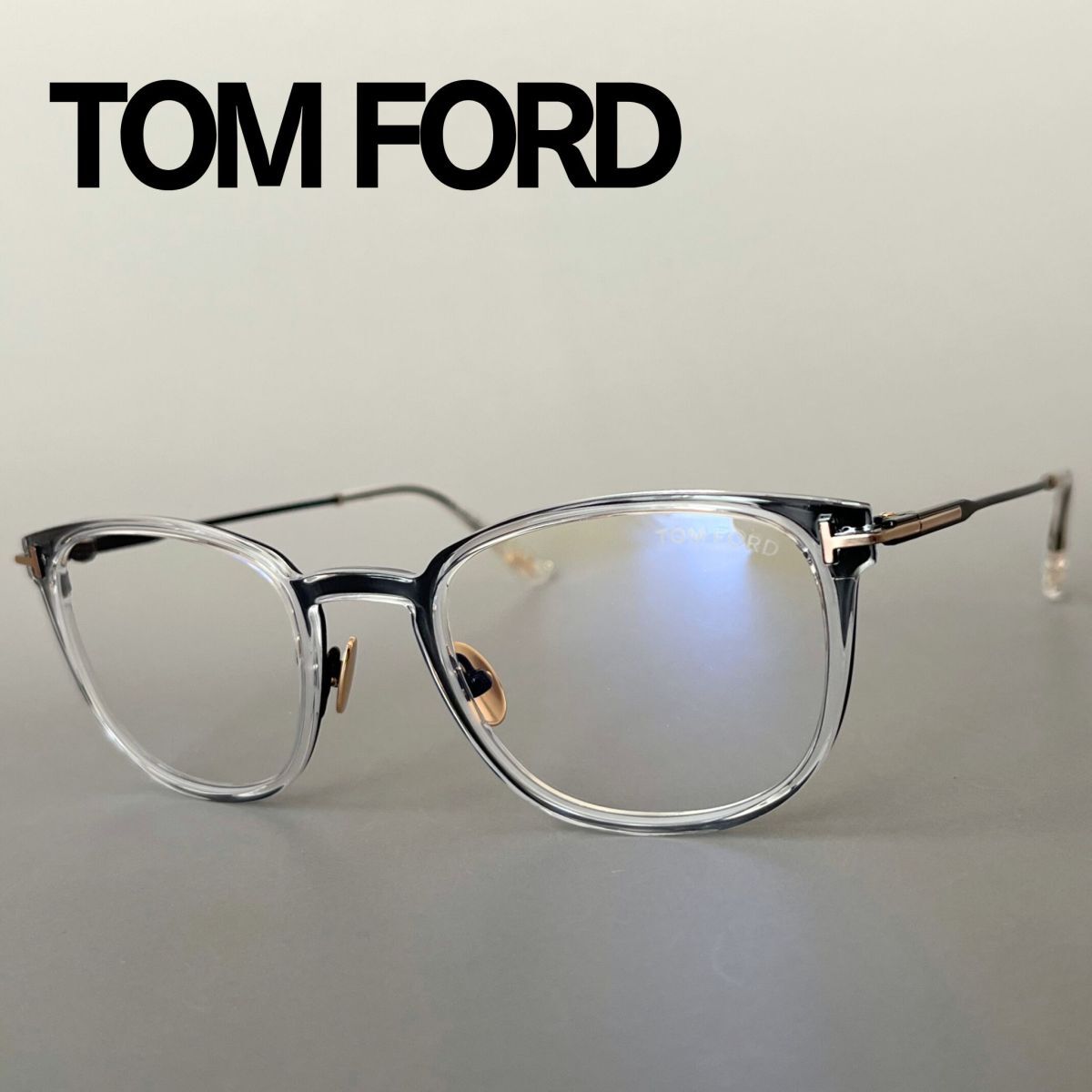 トムフォード メガネ TOM FORD アジアンフィット チタン 日本製 軽い 眼鏡 ウェリントン クリア ブラック ゴールド 黒 新品 ジャパン 軽量