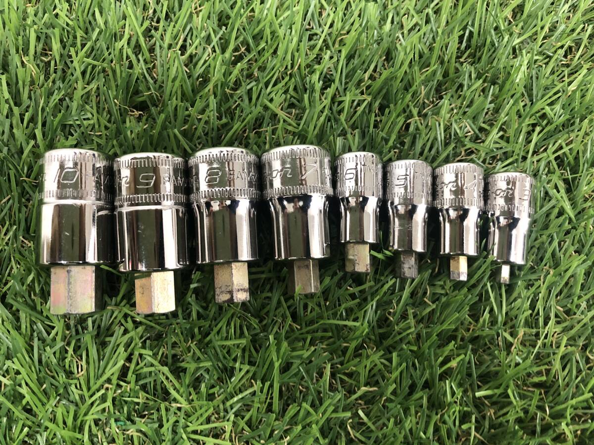 【中古品】Snap-on ショートヘキサゴンソケットセット FAMXS10E～FAMXS3E ※8pcs　□　ITGHX2U3QC2Z