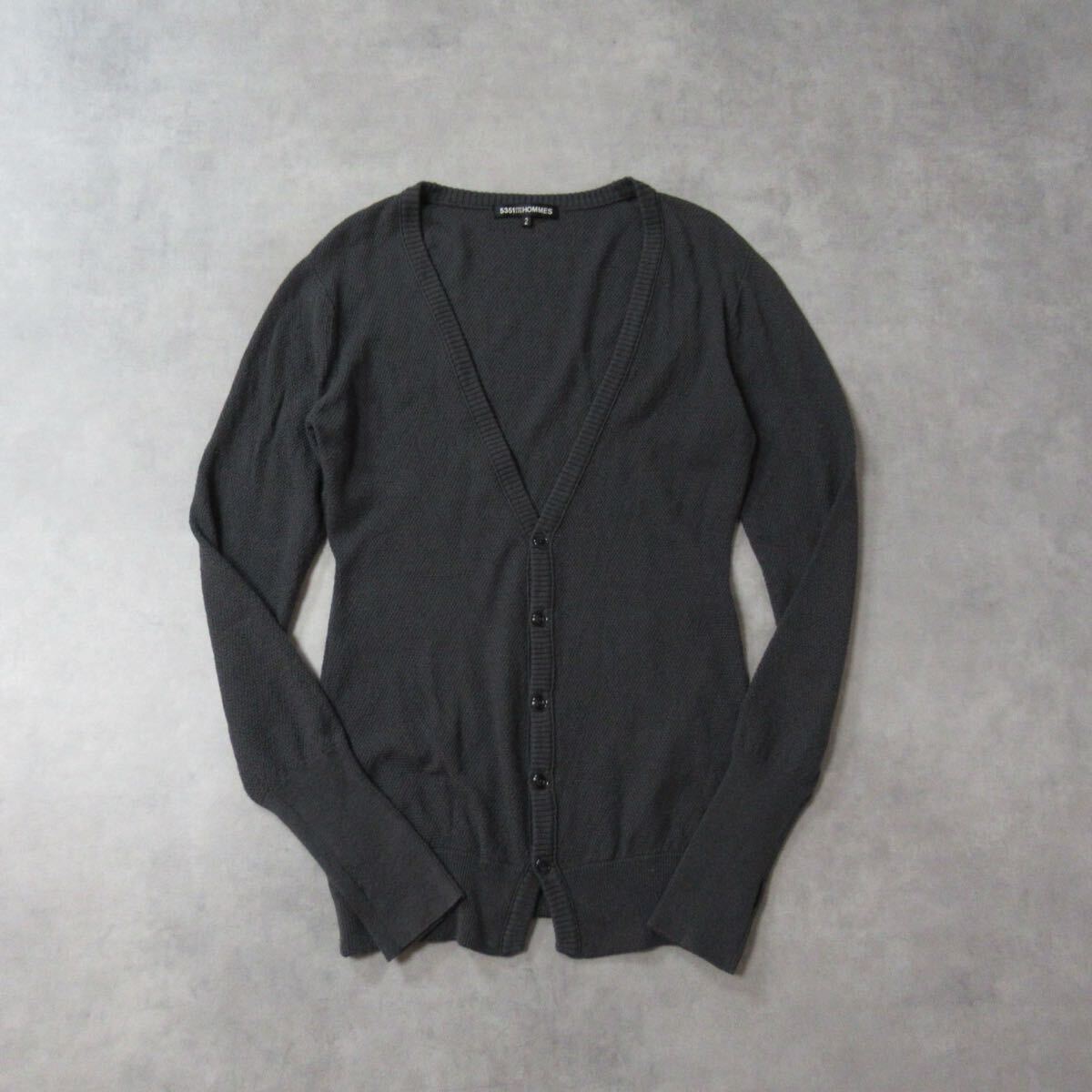 【 5351 POUR LES HOMMES 】 / ゴーサンゴーイチプールオム シルク カシミヤ Vネック ニット カーディガン グレー 長袖 トップス 高品質