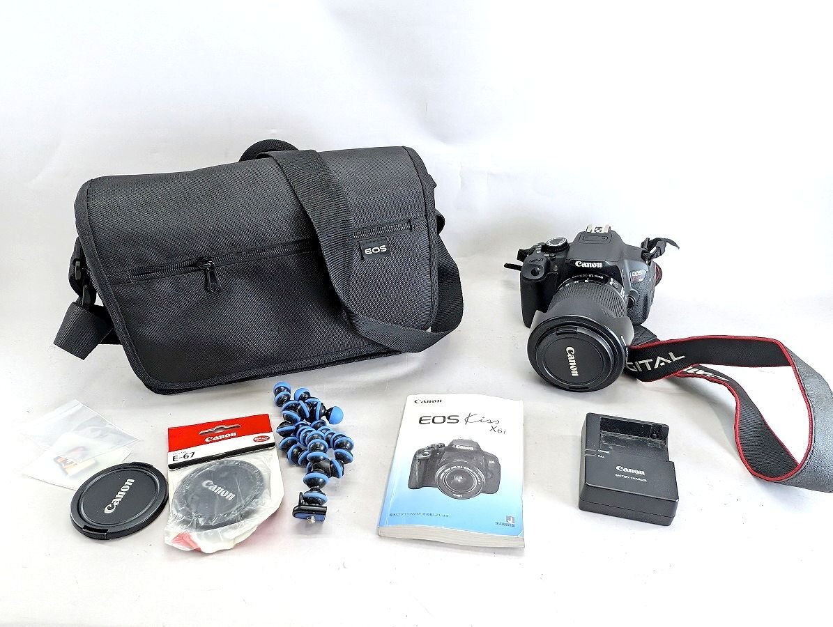 【訳あり】Canon キヤノン EOS Kiss X6i・EF-S 18-135mm 1:3.5-5.6 IS STM デジタル一眼レフカメラ 通電OK・液晶難あり[03-7678