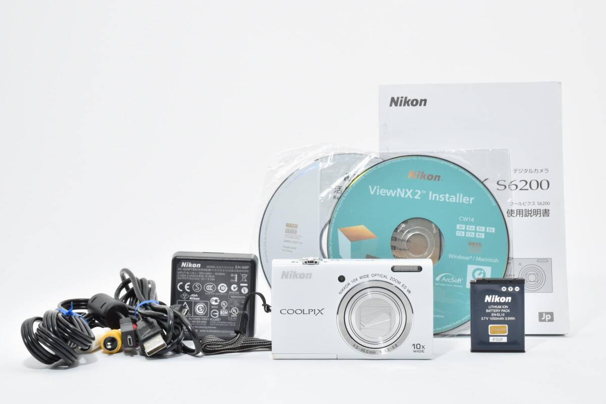 ★美品★ ニコン NIKON COOLPIX S6200 ホワイト コンパクトデジタルカメラ OB3877 #1175