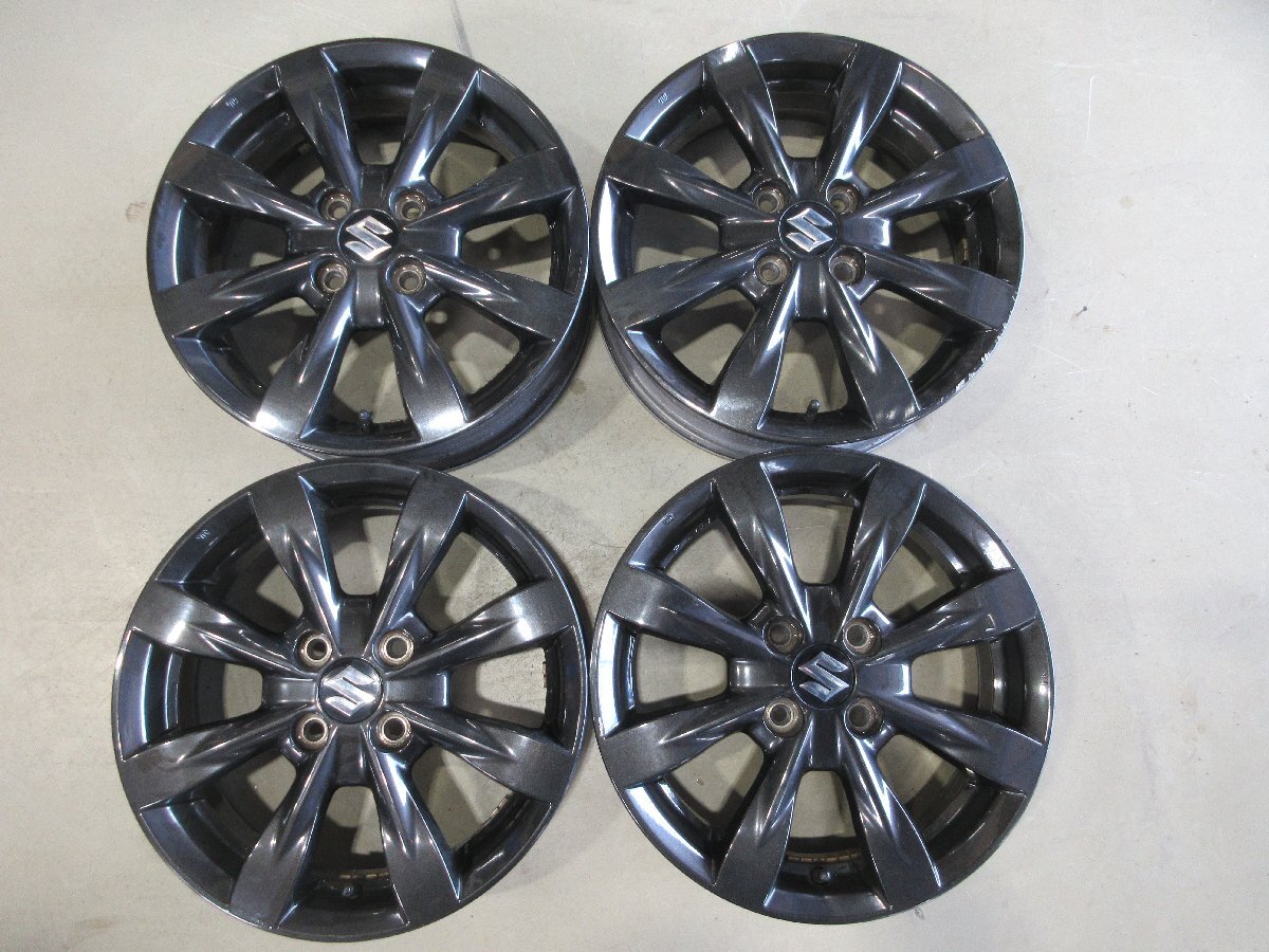 (R08/02/05) ■15インチ 純正アルミホイール / スズキ MK32S スペーシア カスタム / 15X4.5J+45 / 4H PCD100 / 4本 / 中古