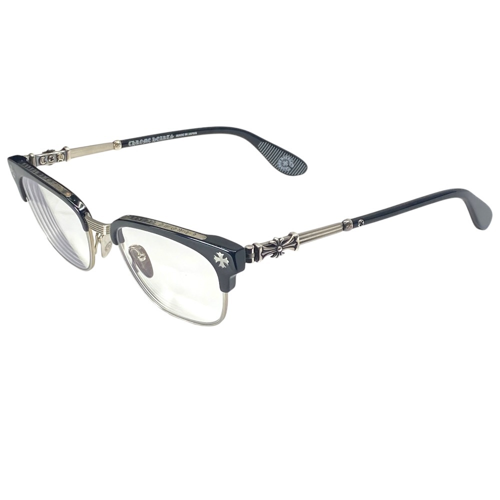 クロムハーツ BONENNOISSEUR II 眼鏡 メガネ ウェリントン型 アイウェア BK/BS 53□19 150 ブラック/シルバー　CHROME HEARTS