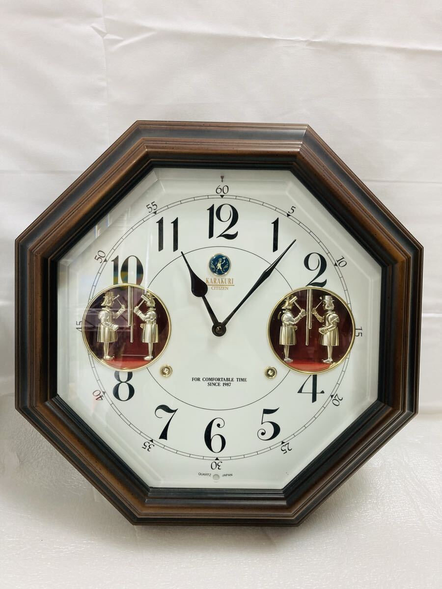E604 掛け時計 からくり時計 八角形 CITIZEN KARAKURI 4ZH605 中古 一部動作不良