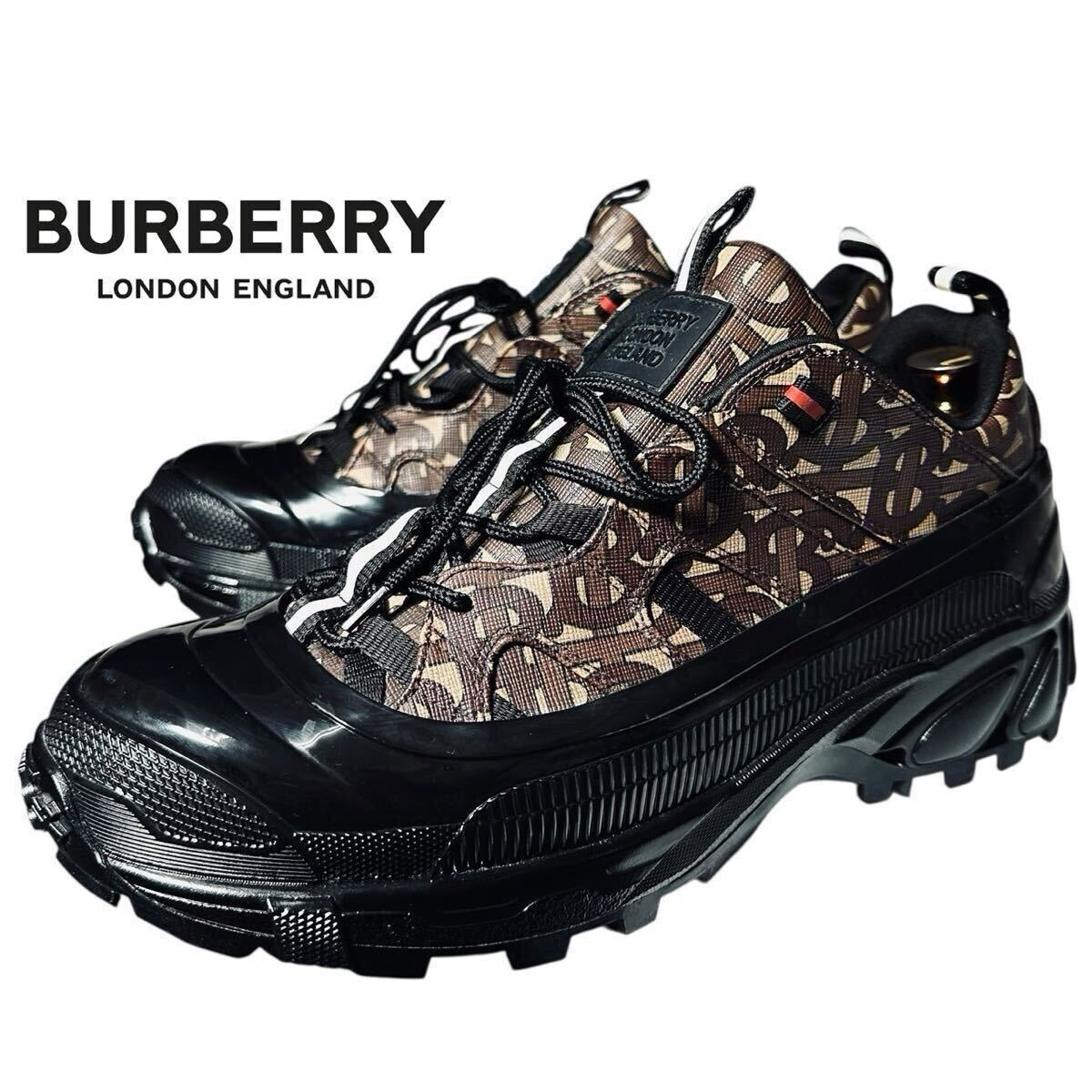 【本物保証】極美品◆ BURBERRY バーバリー ◆ Arthur Monogram Print◆モノグラムキャンバス アーサースニーカー サイズ43 1/2 28.5cm相当