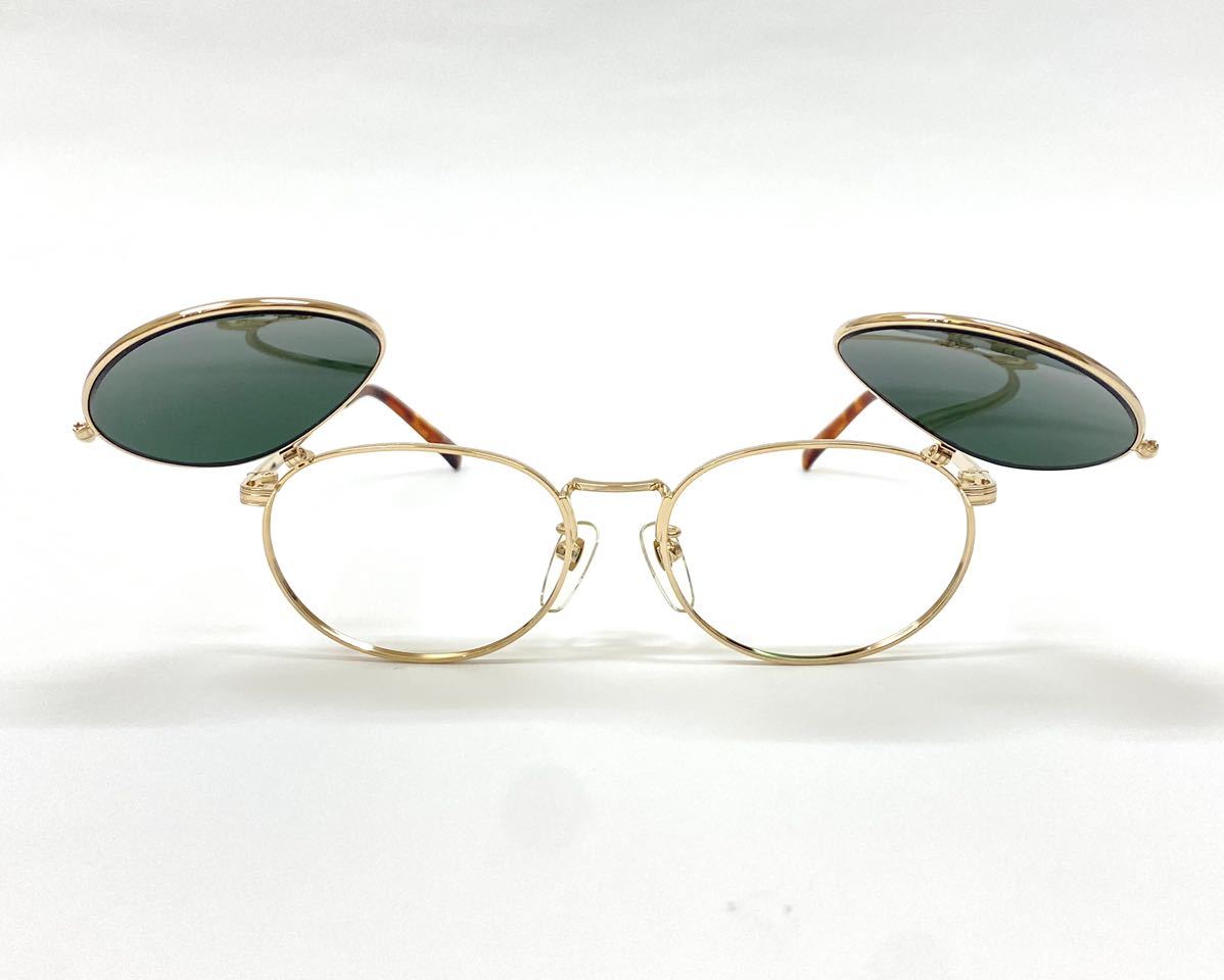 鯖江製/セパレート式跳ね上げ眼鏡/なかなかお目にかかる機会の少ないレアな逸品です/フリップアップ/オーバル/52mm/ゴールド