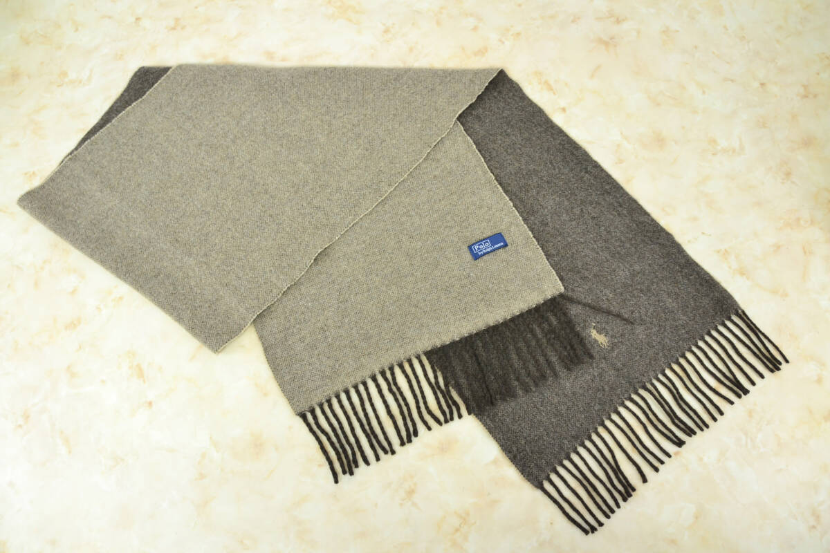 Polo Ralph Lauren リバーシブル ベージュ/グレーブラウンマフラー 中古良品