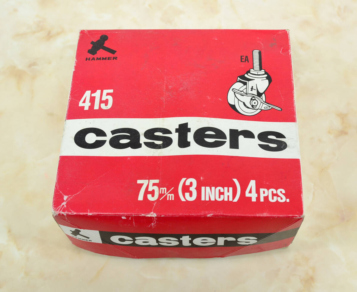 ハンマーキャスター 75m/m (3 inch) 差込み旋回式 ストッパー付 ４個セット 中古実用品