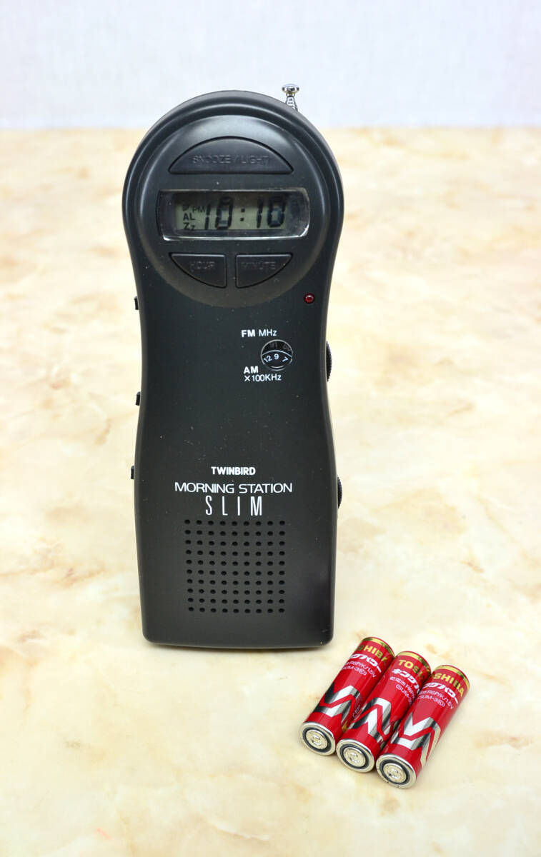 TWINBIRD ツインバード FM/AMラジオ付きクロック RC-530 モーニングステーションスリム 取説・箱付き 中古良品