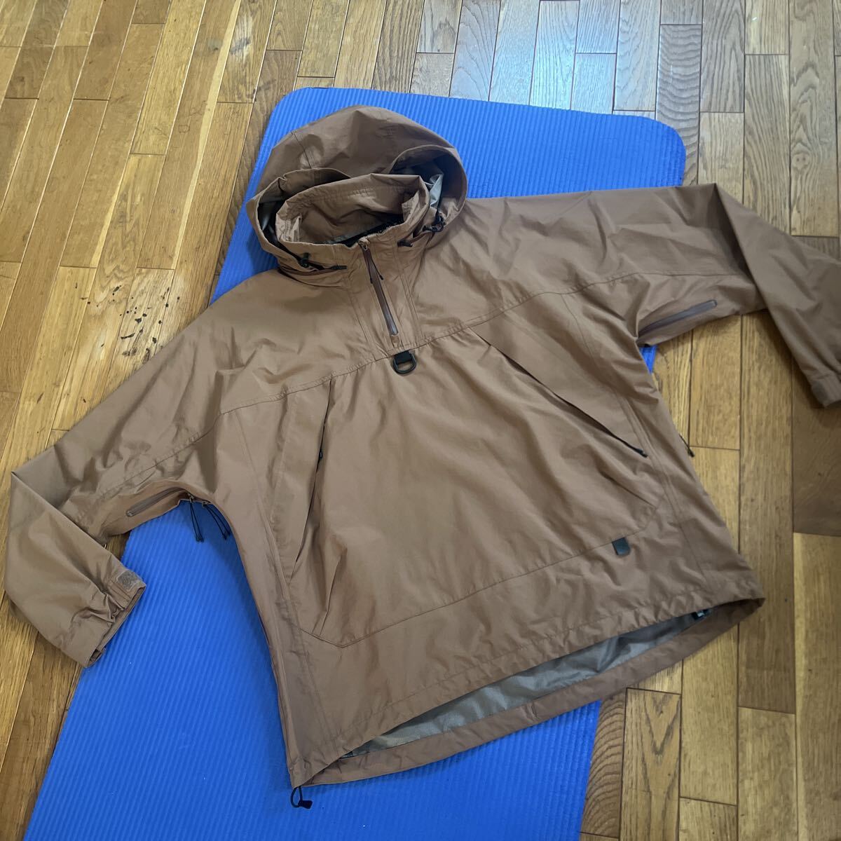 ●snow peak 2.5レイヤーフラットプルーオーバー ナイロンジャケット JP-Sサイズ ブラウン USED品●JK-18AU006 マウンテンパーカー