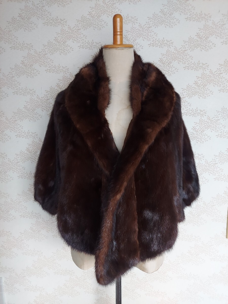 vintage ヴィンテージ ビンテージ fur ファー ケープ ボレロ ポンチョ 毛皮 ブラウン ダークブラウン 古着 古着屋 cape コート 茶色 ミンク