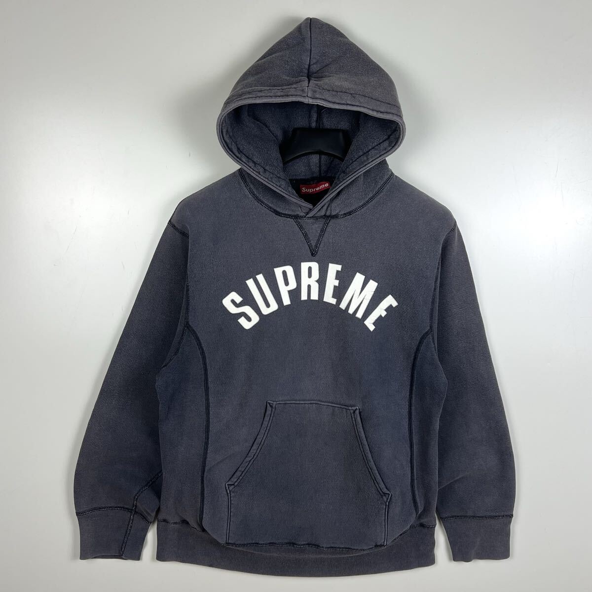 SUPREME 90s 1997 USA vintage arch logo sweat hoodie M シュプリーム 初期 アーチロゴ パーカー フェード 紙タグ 前Vガゼット アーカイブ