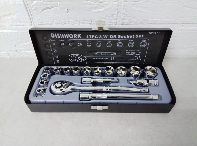 送料安 DIMIWORK 17 PC 3/8 DR Socket Set ソケットセット DW017T ソケット レンチ セット 工具 ケース入