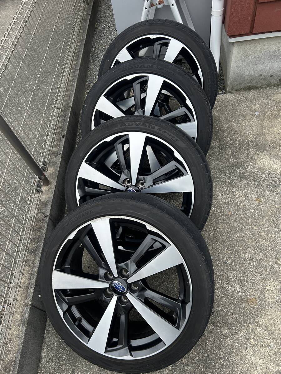 引き取り願います！ 純正ホイール4本(タイヤ付) インプレッサGT6 18×7 1/2J +55 100 5穴 225/40R18 車検通ります スバル 兵庫県福崎町まで