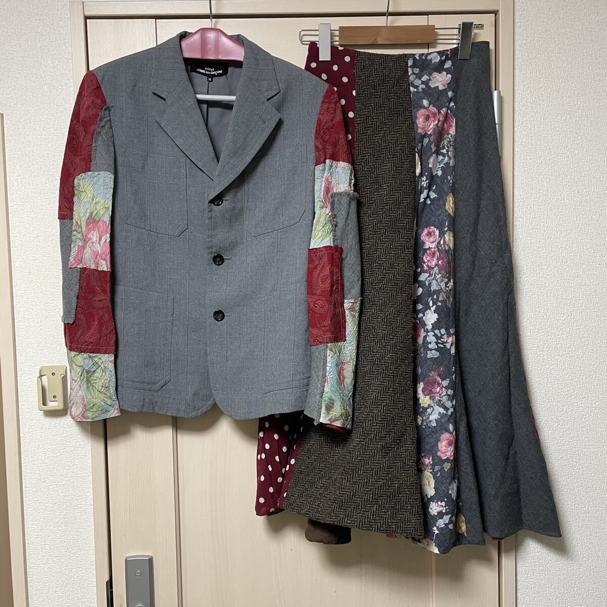 tricot COMME des GARCONS トリココムデギャルソン パッチワーク ジャケット スカート セットアップ TJ-04003M TS-04007S M/S