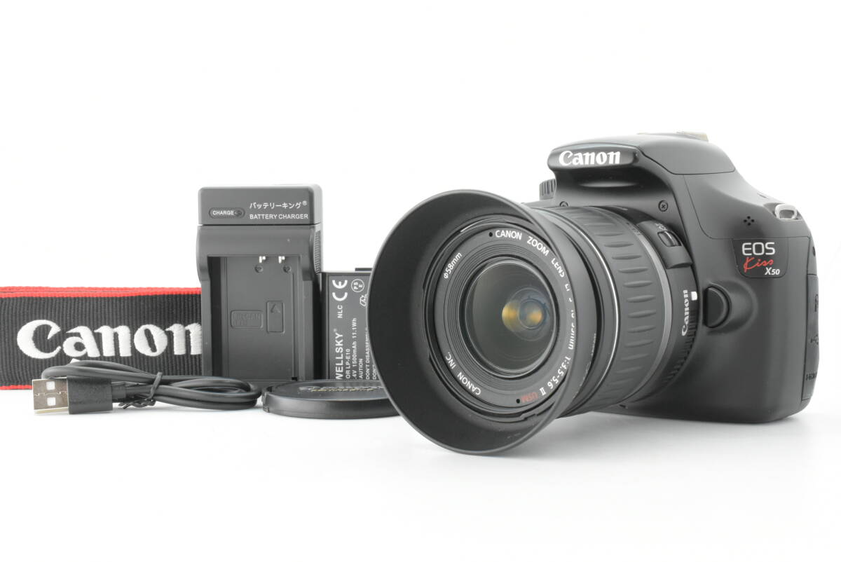 【美品】SC/2,698回 Canon EOS Kiss X50 デジタル一眼レフ 18-55mm レンズキット EF-1621　