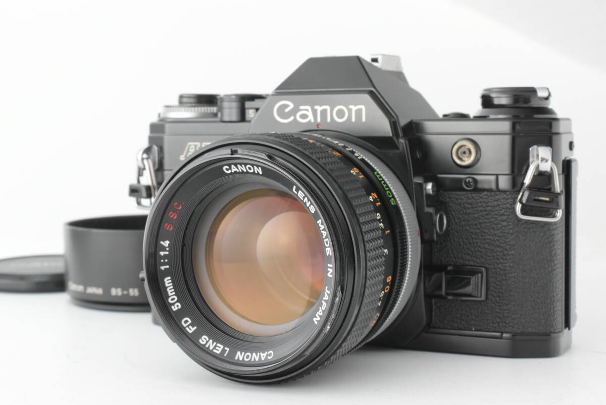 【美品】Canon キヤノン AE-1 ブラック フィルム一眼レフ FD 50mm f/1.4 S.S.C. レンズセット EF-1796