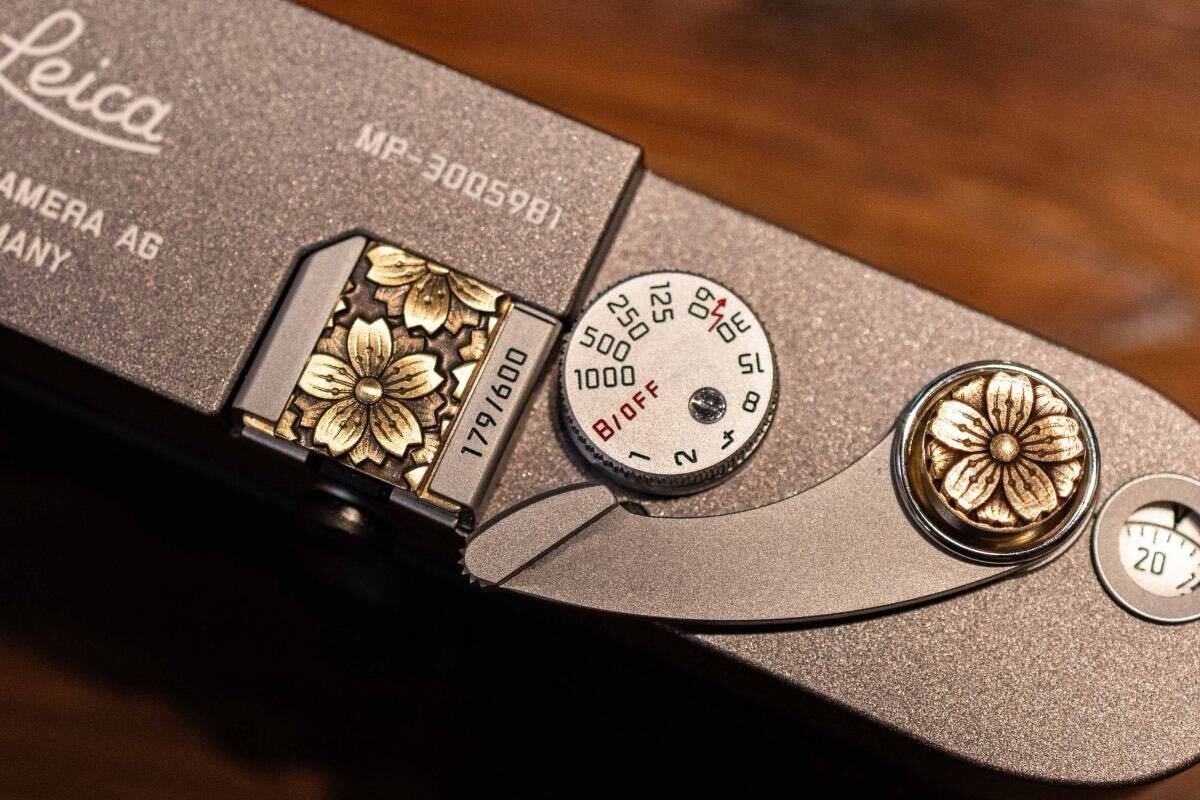 銅製 桜　ホットシューカバー、 レリーズボタンTRセット、ラバーリング付き　Leica Q3 M11 M10 MP M3 Nikon Zf DF FUJI X-T5 X100VI富士