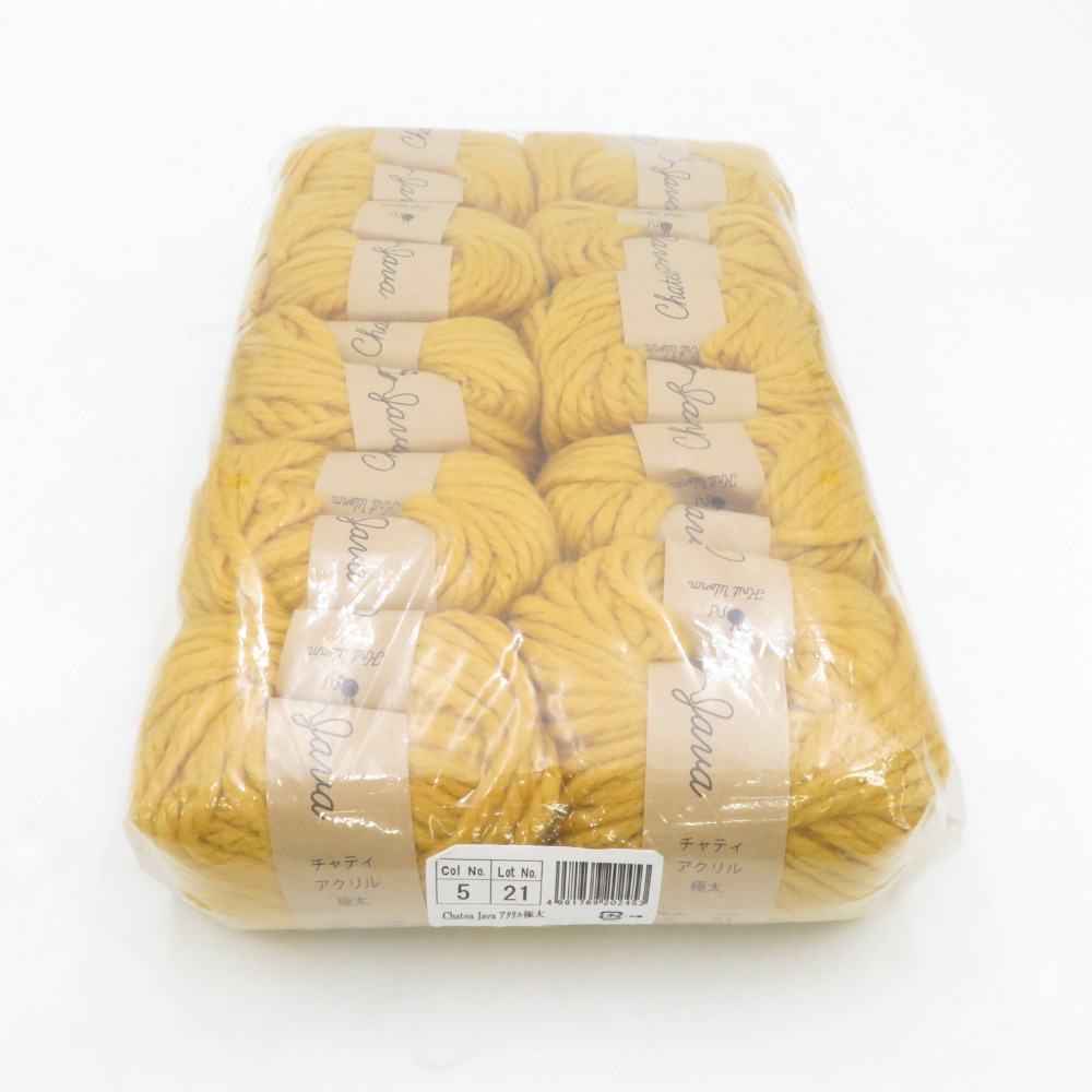 毛糸 原ウール Knitworm Chatea チャティアクリル 極太 10玉セット 5番色 パンプキン 1玉30g 約31m アクリル100% 秋冬 未使用品