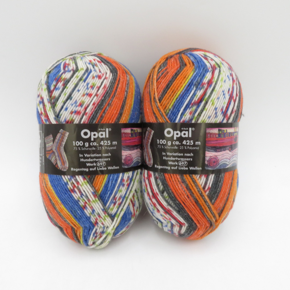 毛糸 Opal オパール フンデルトヴァッサー 1435番色 2玉 100g玉巻 ソックヤーン 未使用品