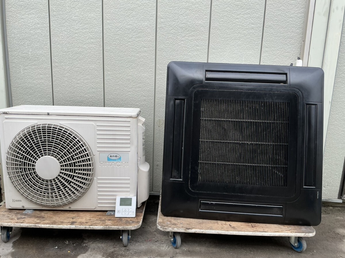【安っ】日立 パッケージエアコン 3馬力 室内機 RCI-GP80K1 室外機 RCI-GP80RSH1 三相200V 業務用エアコン 天カセ 4方向 2018年製 ④