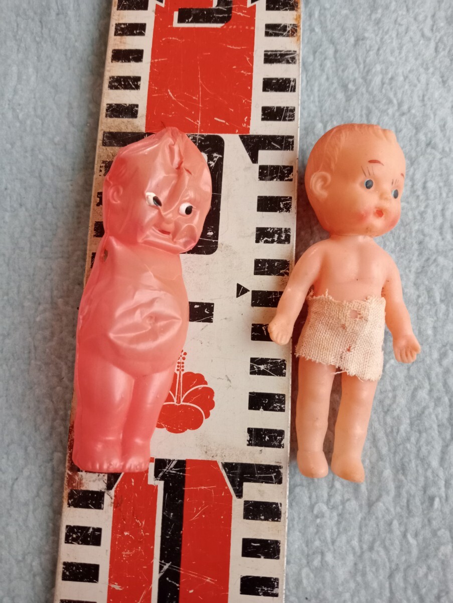 ヴィンテージ キューピー人形　ソフビとサービスのセルロイド　白東上