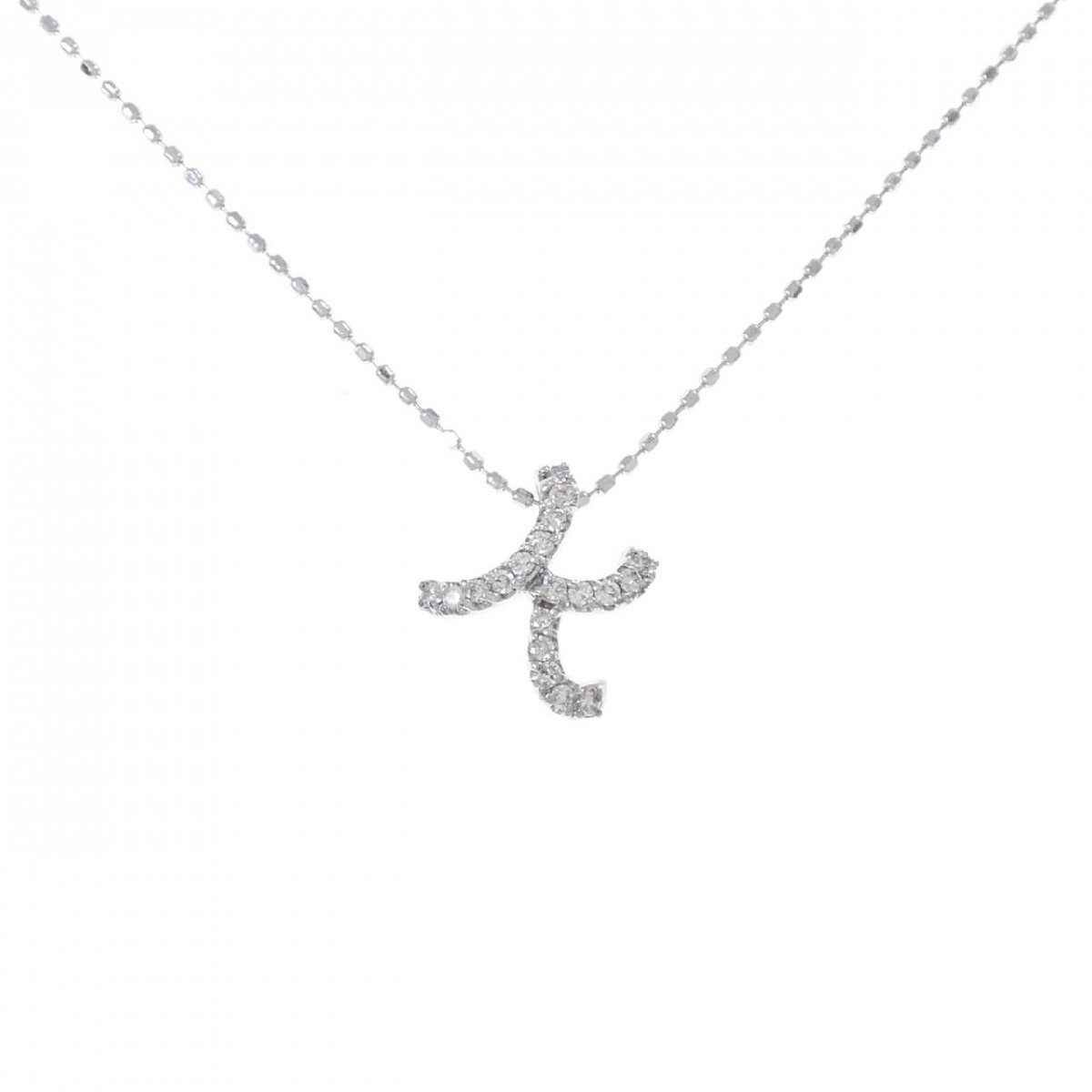 K18WG イニシャルK ダイヤモンド ネックレス 0.10CT