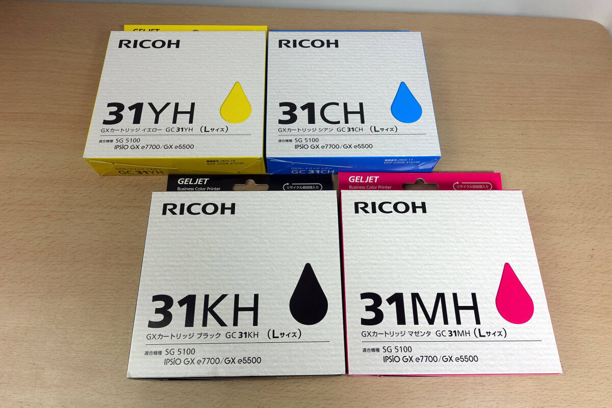 RICOH リコー純正GXインクカートリッジ Lサイズ GC31C/M/Y/K 未使用 即決