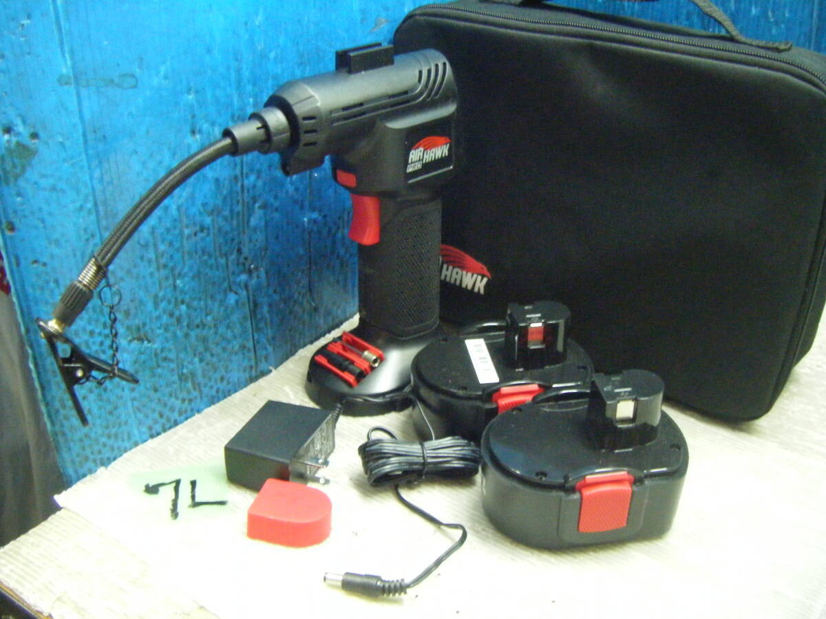美品７L★AIR HAWK PRO　エアホーク　プロ　AH001　家庭用　充電式　エアコンプレッサー　自動空気入れ　電動工具