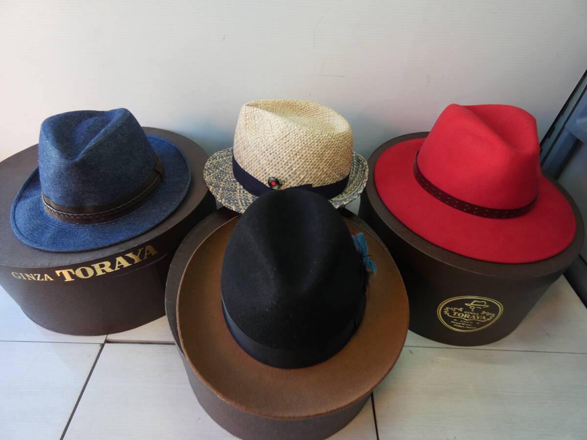 ★ハット4点＋TORAYA箱3点セット TORAYA/TESI/CRUSHABLE/NOL 高級イタリア帽子 ② 　　 M05141
