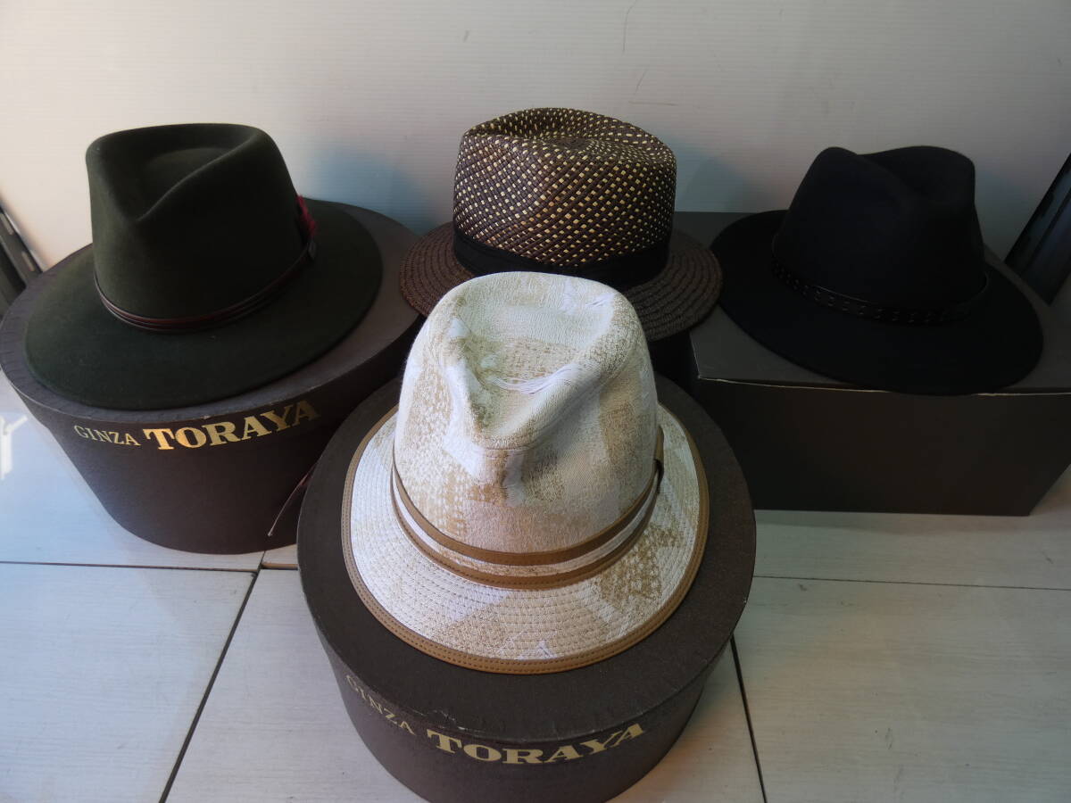 ★ハット4点＋TORAYA箱3点セット ボルサリーノ/CA4LA/CRUSHABLE/MAYSER 高級イタリア帽子 ④ 　　 M05143
