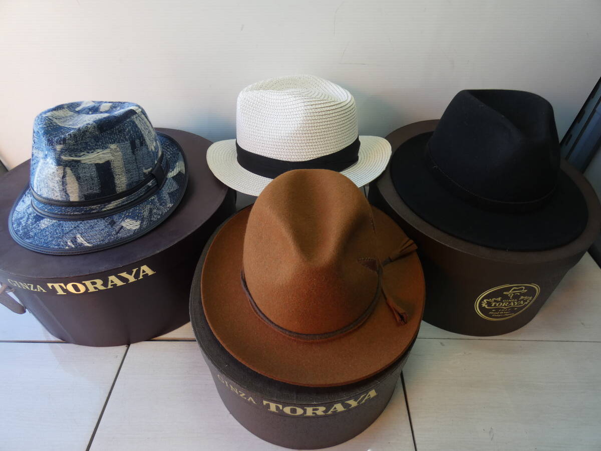 ★ハット4点＋TORAYA箱3点セット CA4LA/TESI/TRECKING/NICOLE CLUB FOR MEN 高級イタリア帽子 ⑥ 　　 M05145
